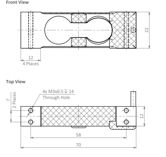 Zemic L6J1 Dimensions Front and Top view RCS-Co